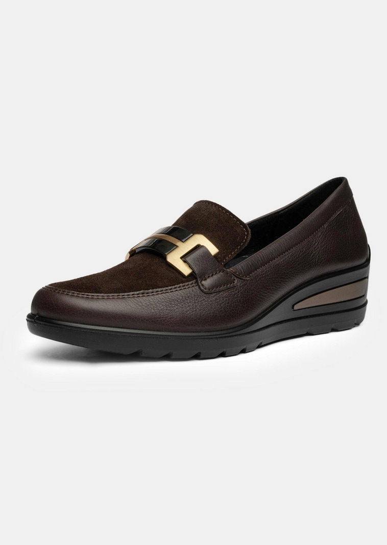Leder-Slipper mit Zierschnalle