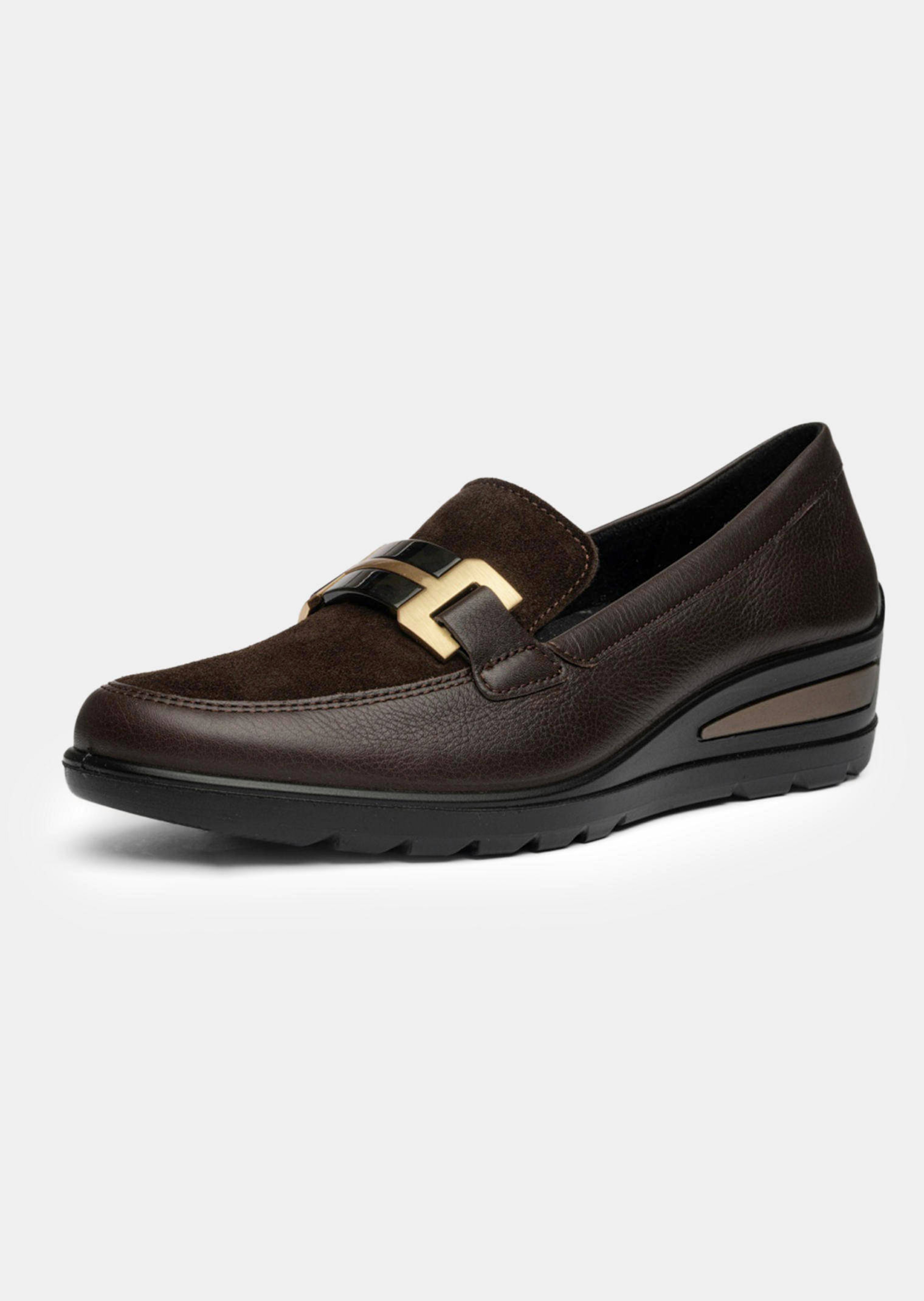 Leder-Slipper mit Zierschnalle