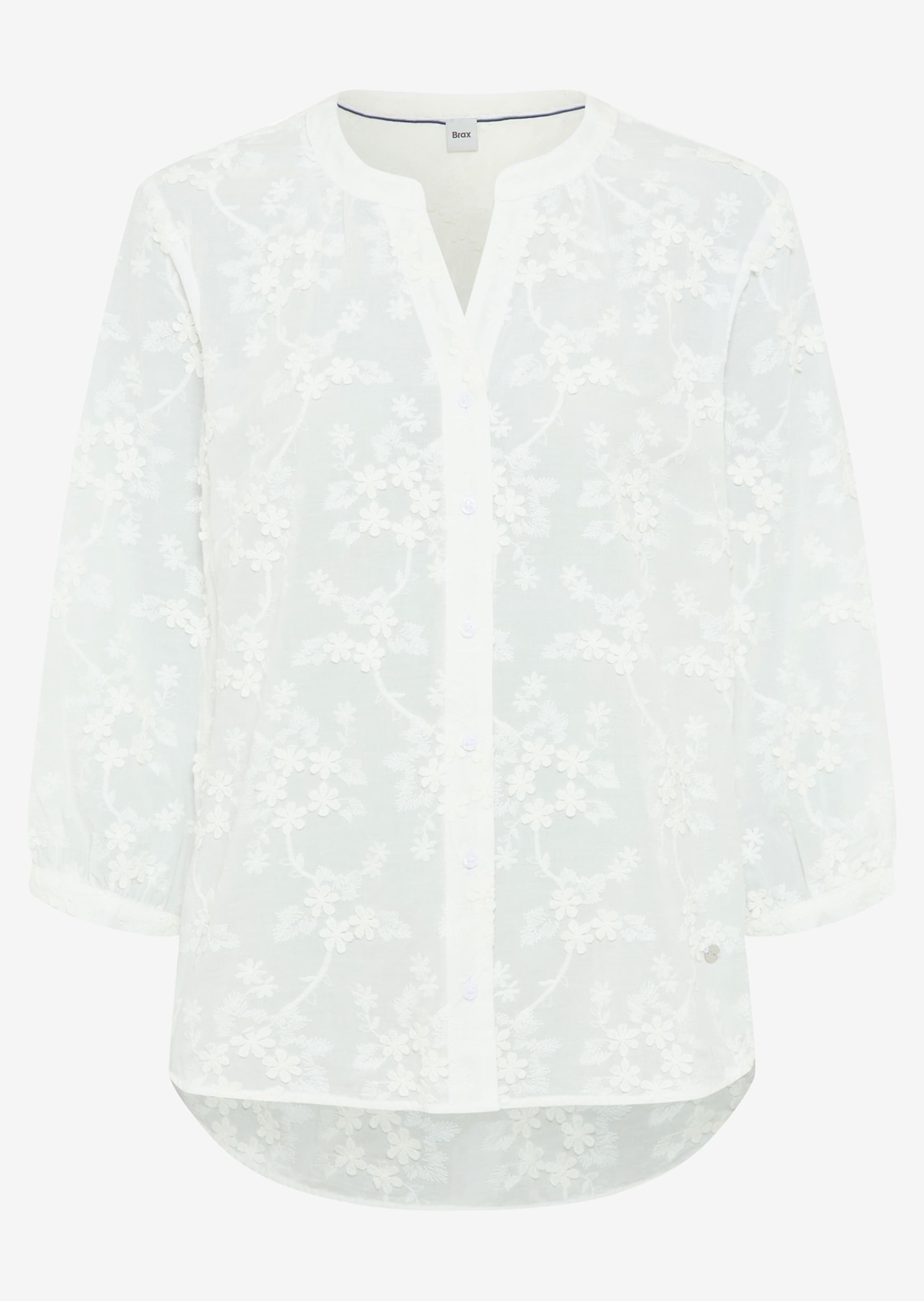 Katoenen blouse met opgestikte bloemen