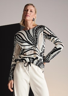 Feinstrick-Pullover mit Fantasy-Print thumbnail 1