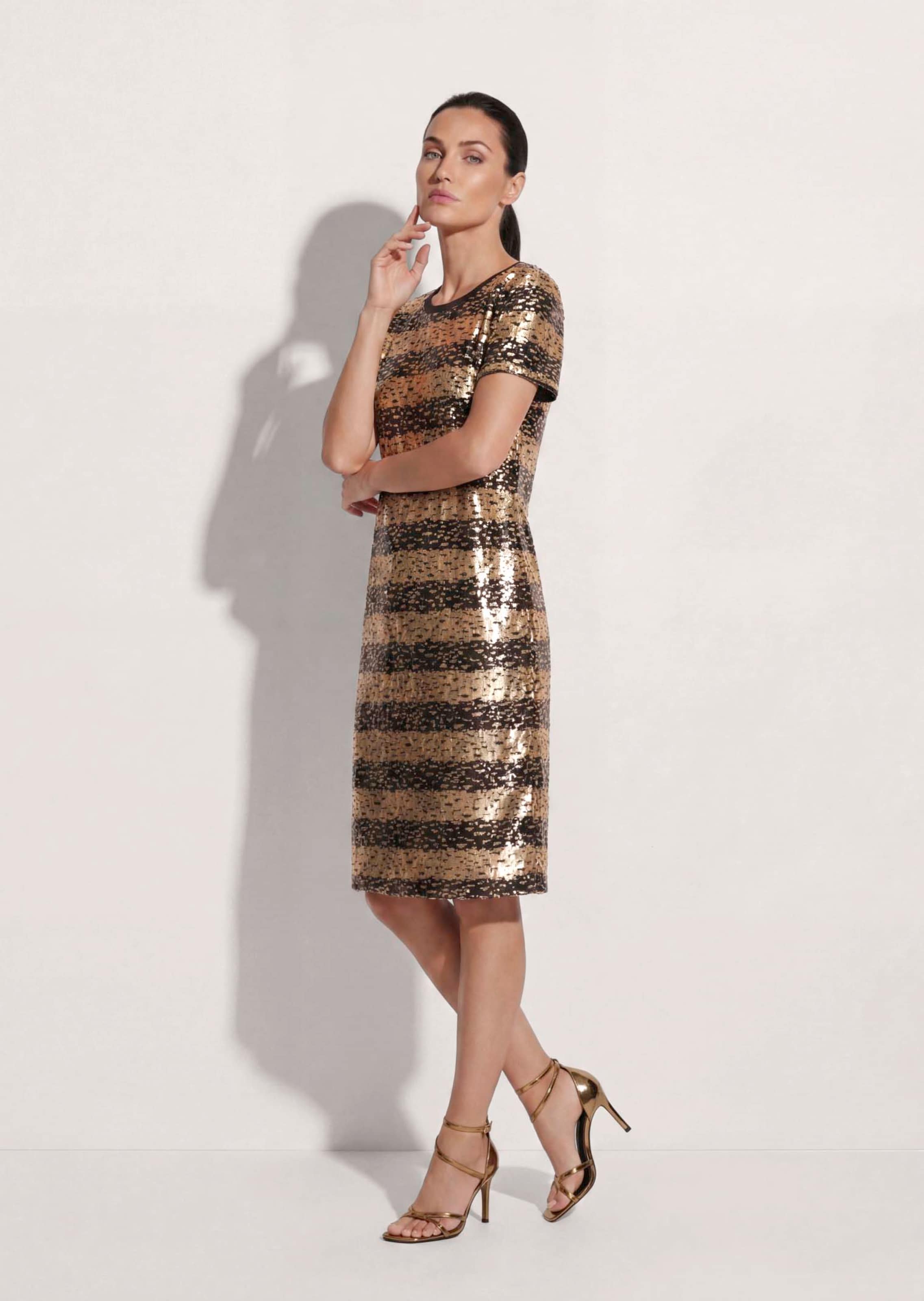 Paillettenkleid mit Streifen und kurzem Arm