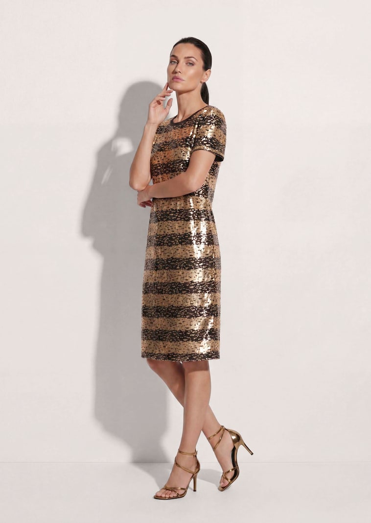 Paillettenkleid mit Streifen und kurzem Arm