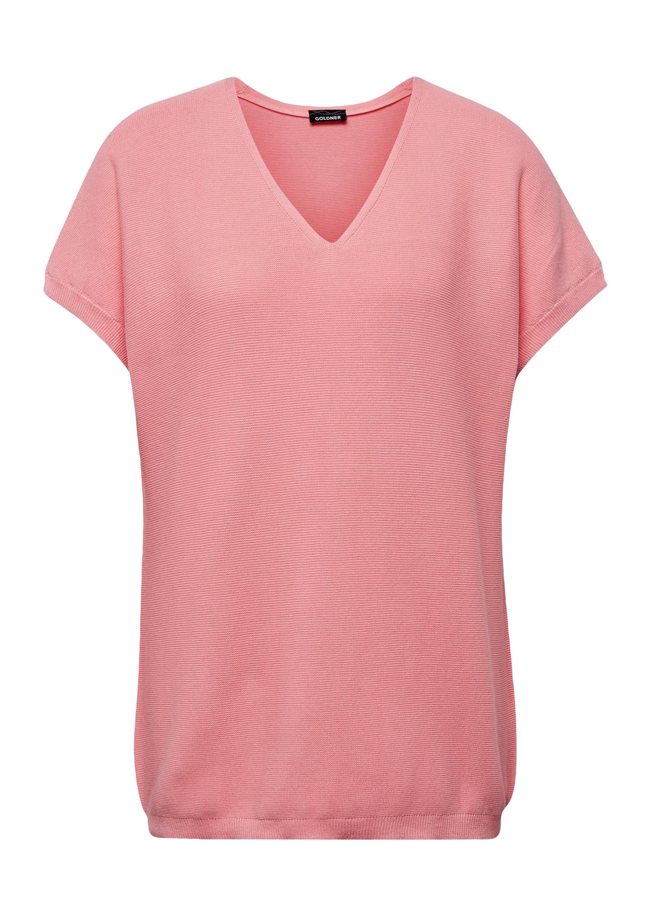 Katoenen pullover met V-hals en korte mouwen