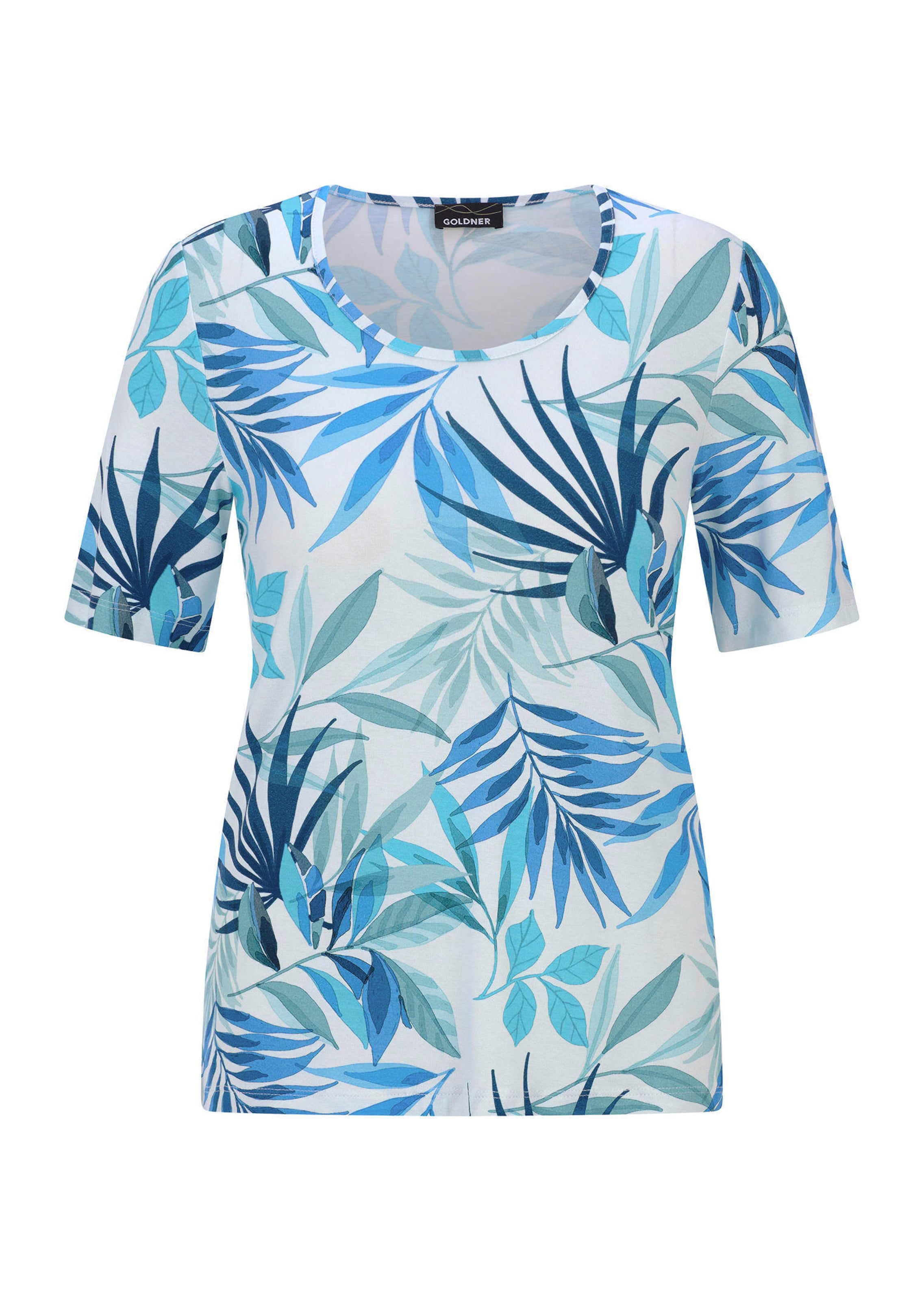 Shirt van viscose met zomerse bladerprint