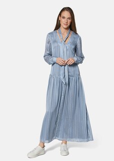 Fein bedrucktes Kleid mit Schal und weitem Rock thumbnail 3