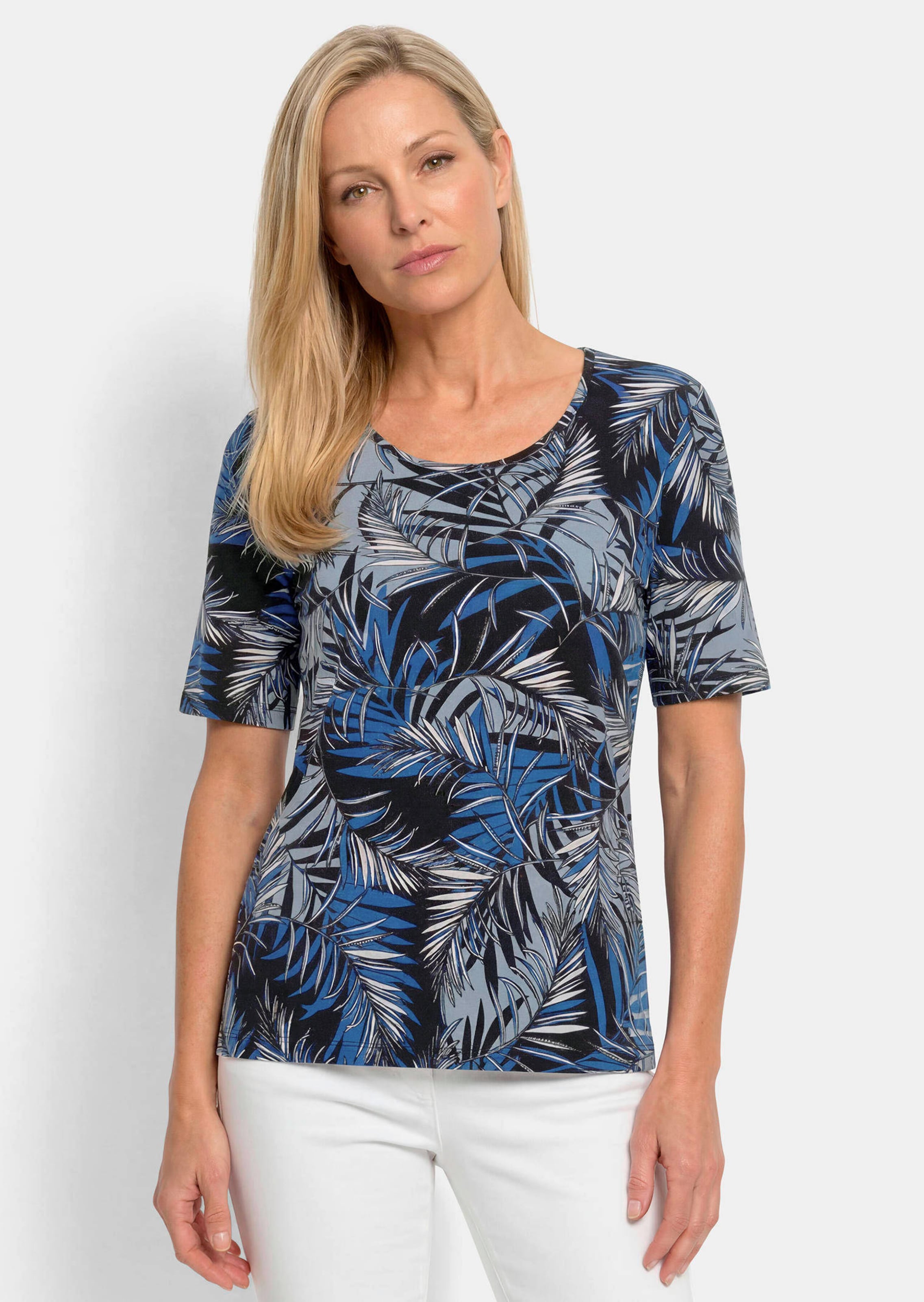 Shirt van viscose met palmenprint