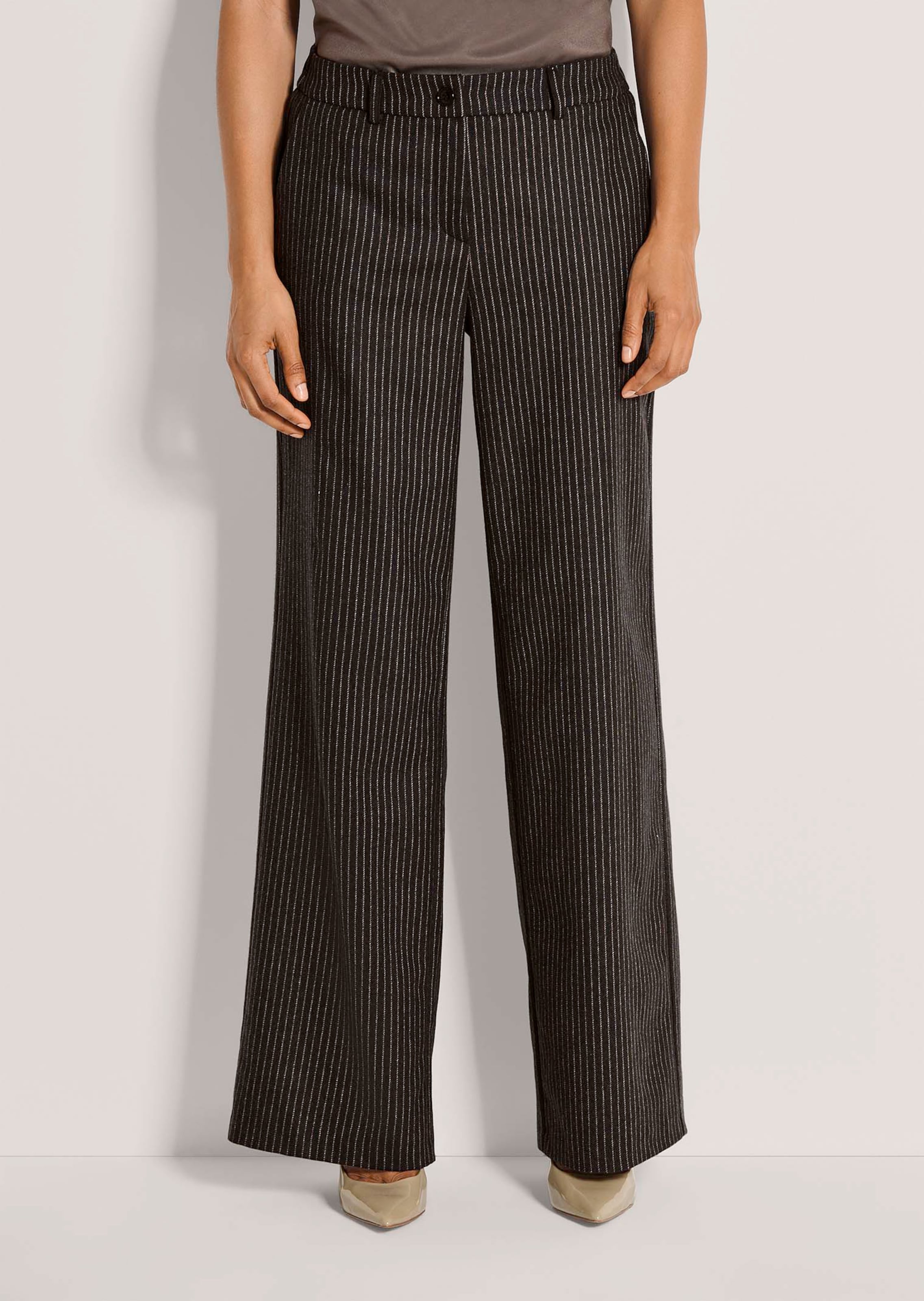 Krijtstreep broek met wijde pijpen