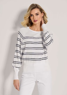 Ringel-Pullover mit Fledermausärmeln thumbnail 2