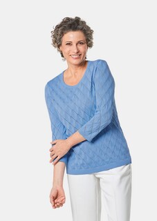 Verzorgde ajour pullover met vrouwelijke accenten thumbnail 1