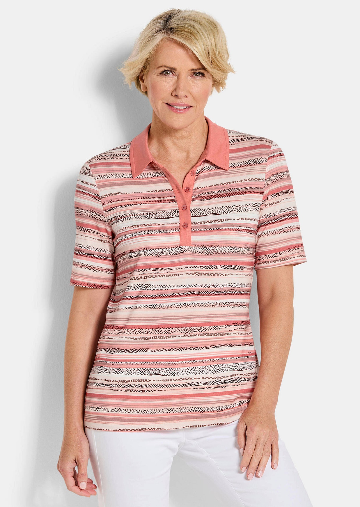 Polo à rayures en jersey de viscose