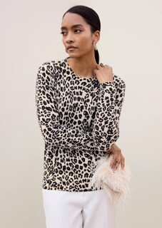 Kaschmirpullover mit Leopardenmuster thumbnail 1