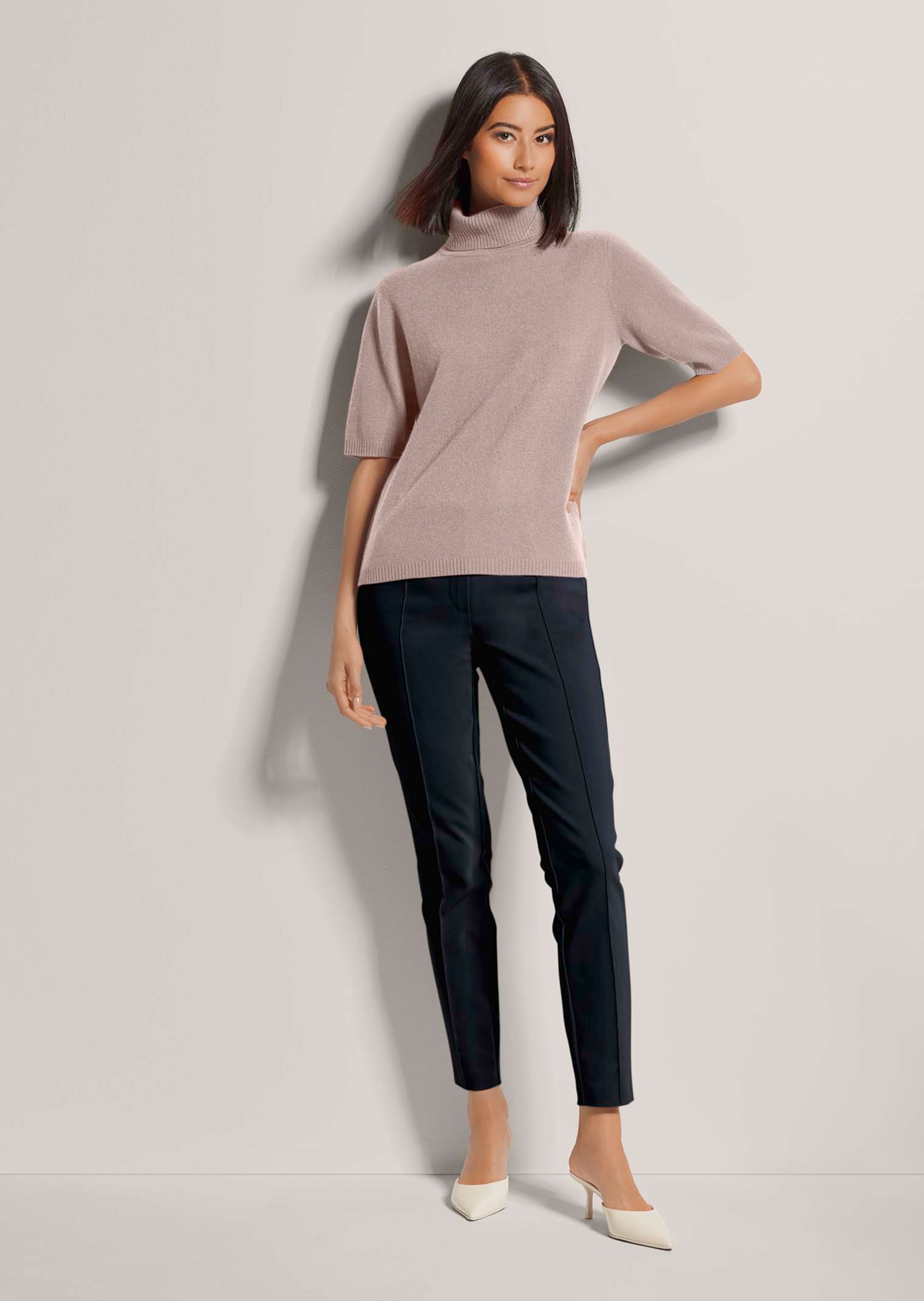 Kaschmirpullover mit Rollkragen und Halbarm