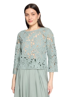 Häkelpullover mit Blütenmuster thumbnail 1