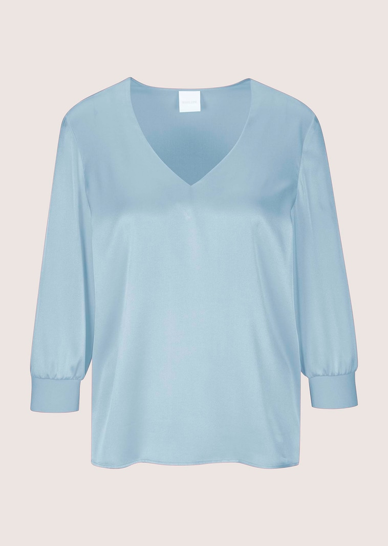 Blusenshirt aus Seidenstretch mit V-Ausschnitt