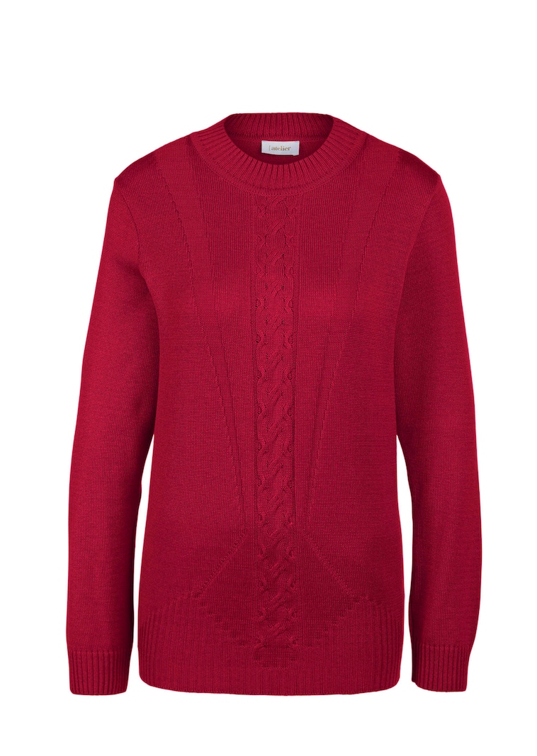 Pullover mit streckendem Zopfmuster