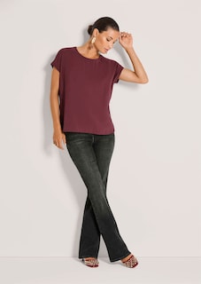 Shirt mit kurzen Ärmeln im Materialmix thumbnail 3