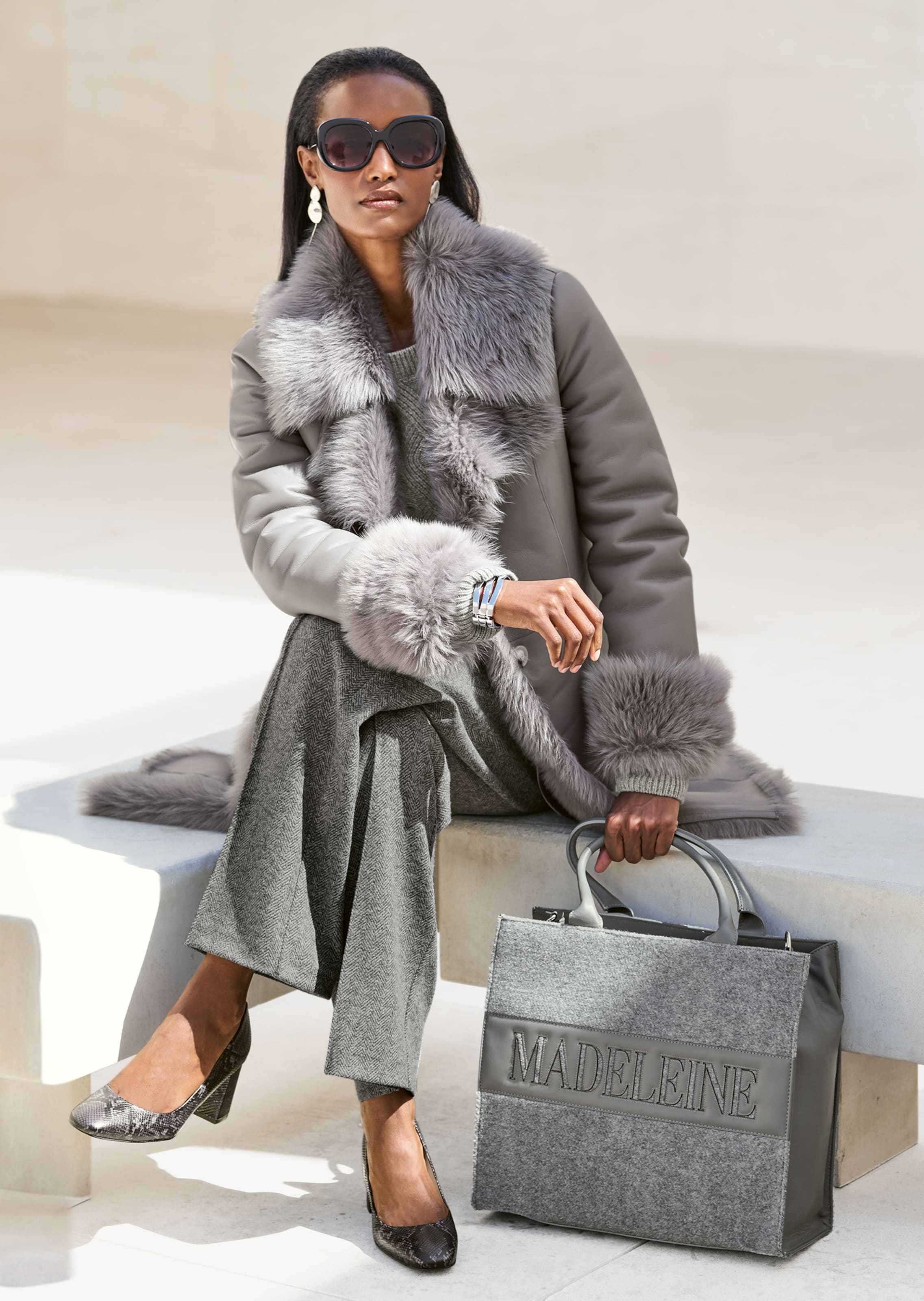 Lange Lammfell-Jacke