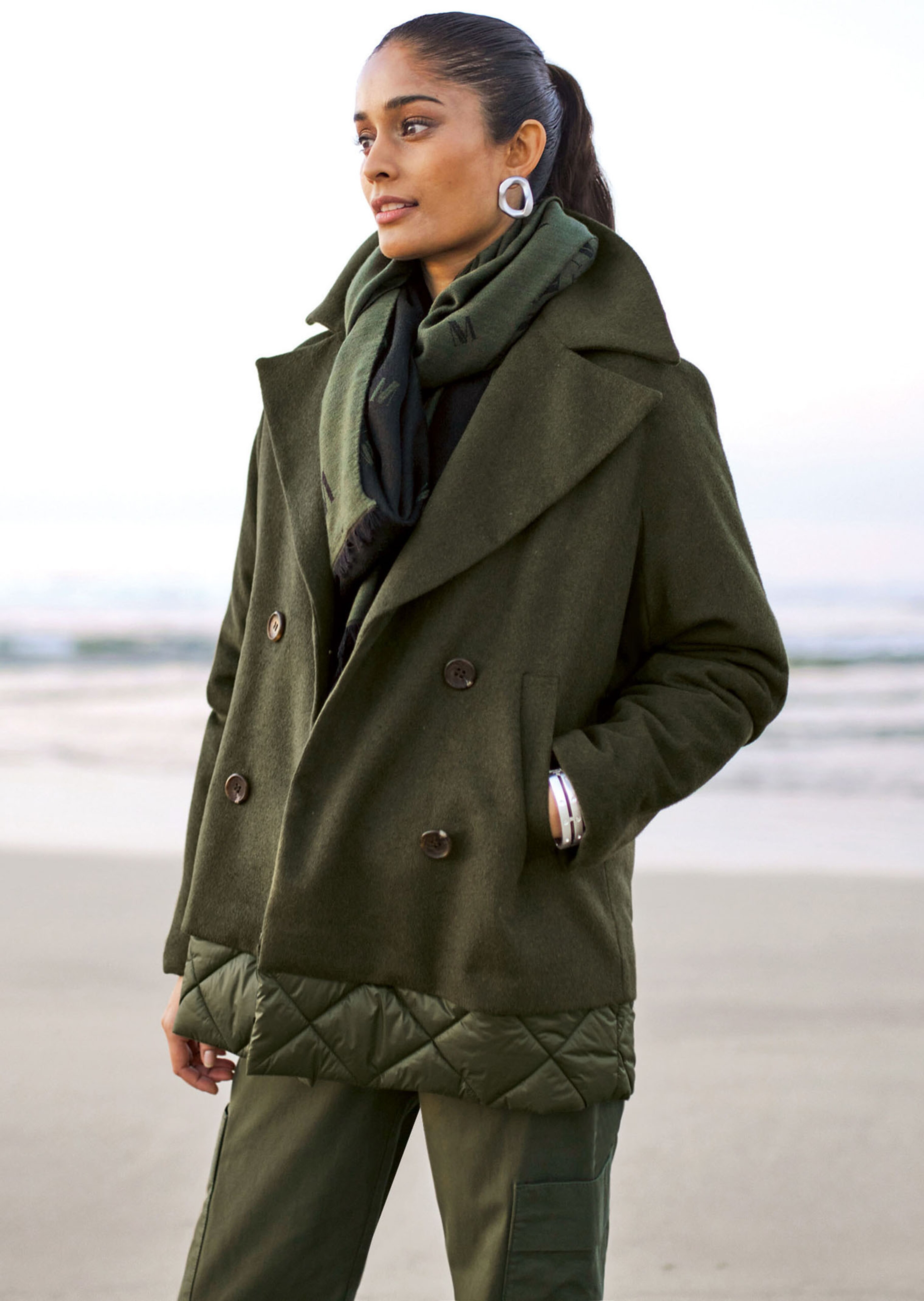 Cabanjacke mit abnehmbarem Steppbesatz