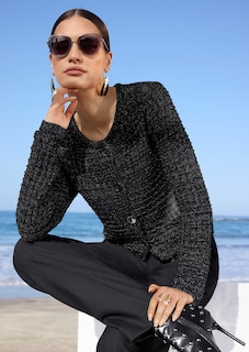 Grobstrickjacke mit Glanzgarn und modischen Knöpfen thumbnail 1