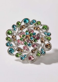 Broche met pastelkleurige glittersteentjes thumbnail 1