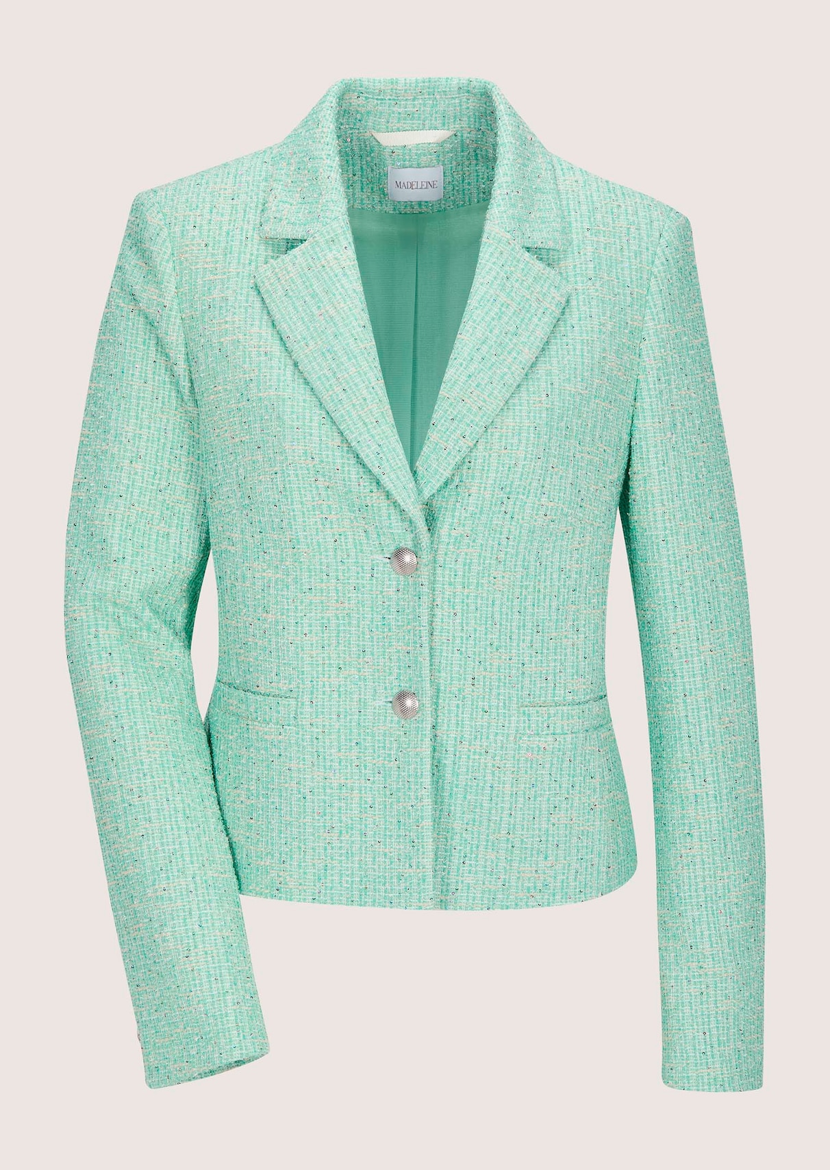 Jerseyblazer in Tweed-Optik mit Pailletten