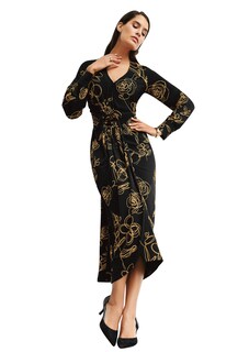 Druckkleid in Wickeloptik thumbnail 1