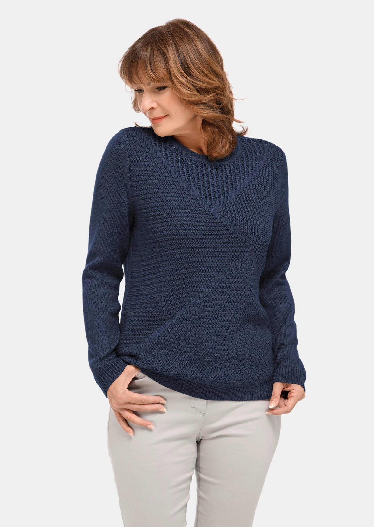 Onderhoudsarme pullover met hoogwaardige ribstructuur