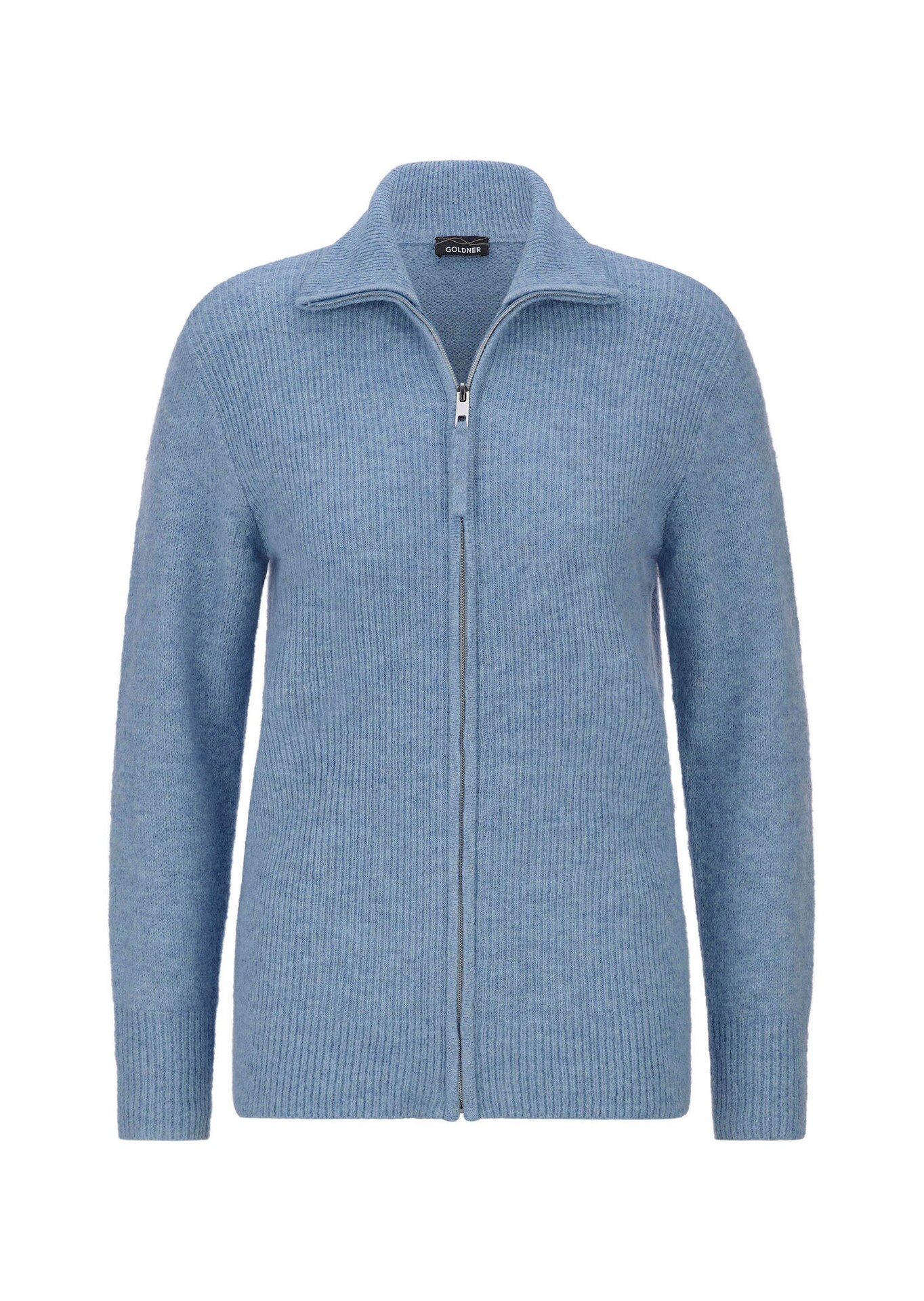 Geribd tricot jasje met ritssluiting