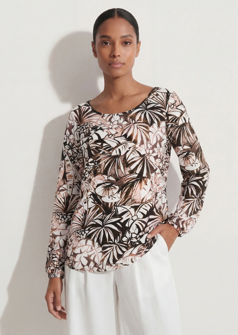 Bluse mit Blätterprint