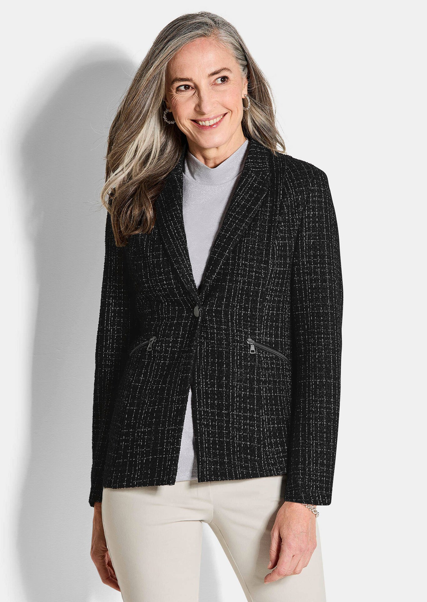 Jersey blazer in tweedlook
