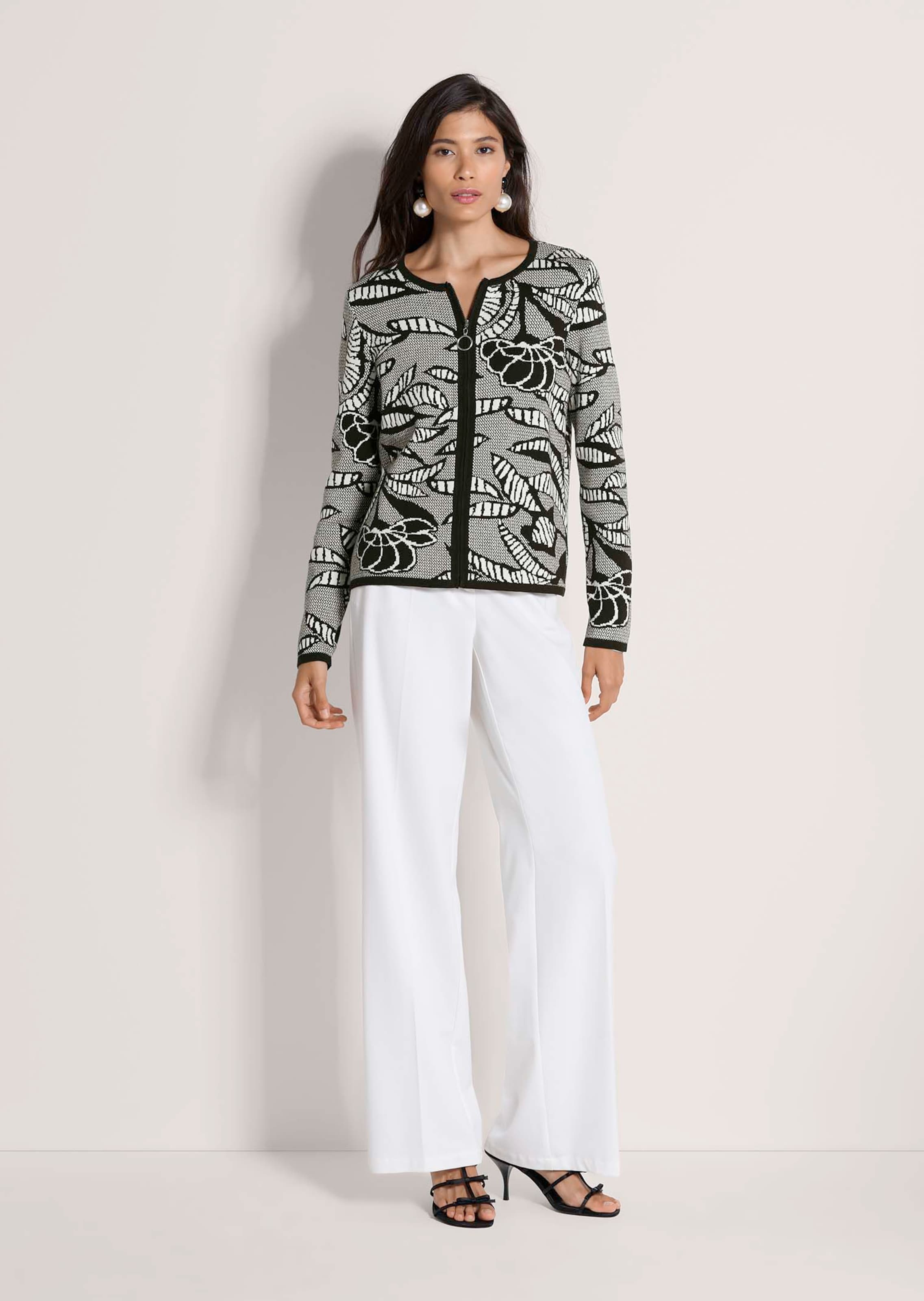 Blazer en maille à imprimé jacquard et zip thumbnail 3