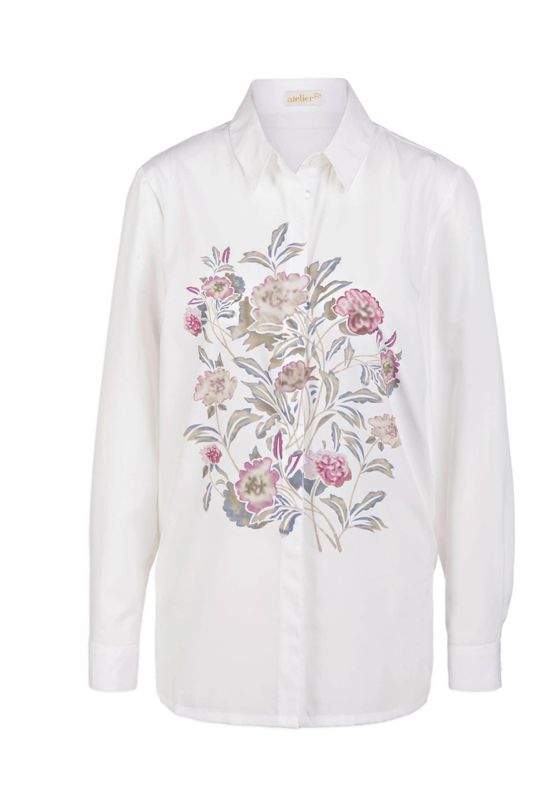 Modische Druckbluse mit Hemdblusenkragen
