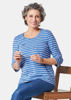 Ringelshirt mit hochwertigen, garngefärbten Ringeln – auch nach häufigem Waschen bleibt die Farbe lange schön. In formstabiler Baumwoll-Elasthan-Qualität. Länge ca. 66 cm in Gr. 46, ca. 62 cm in Gr. 23. thumbnail 3