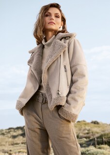 Biker-Jacke in Lammfell-Optik thumbnail 1