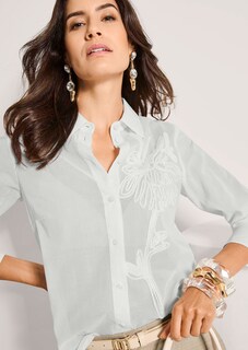 Transparente Baumwollbluse mit Stickerei thumbnail 5