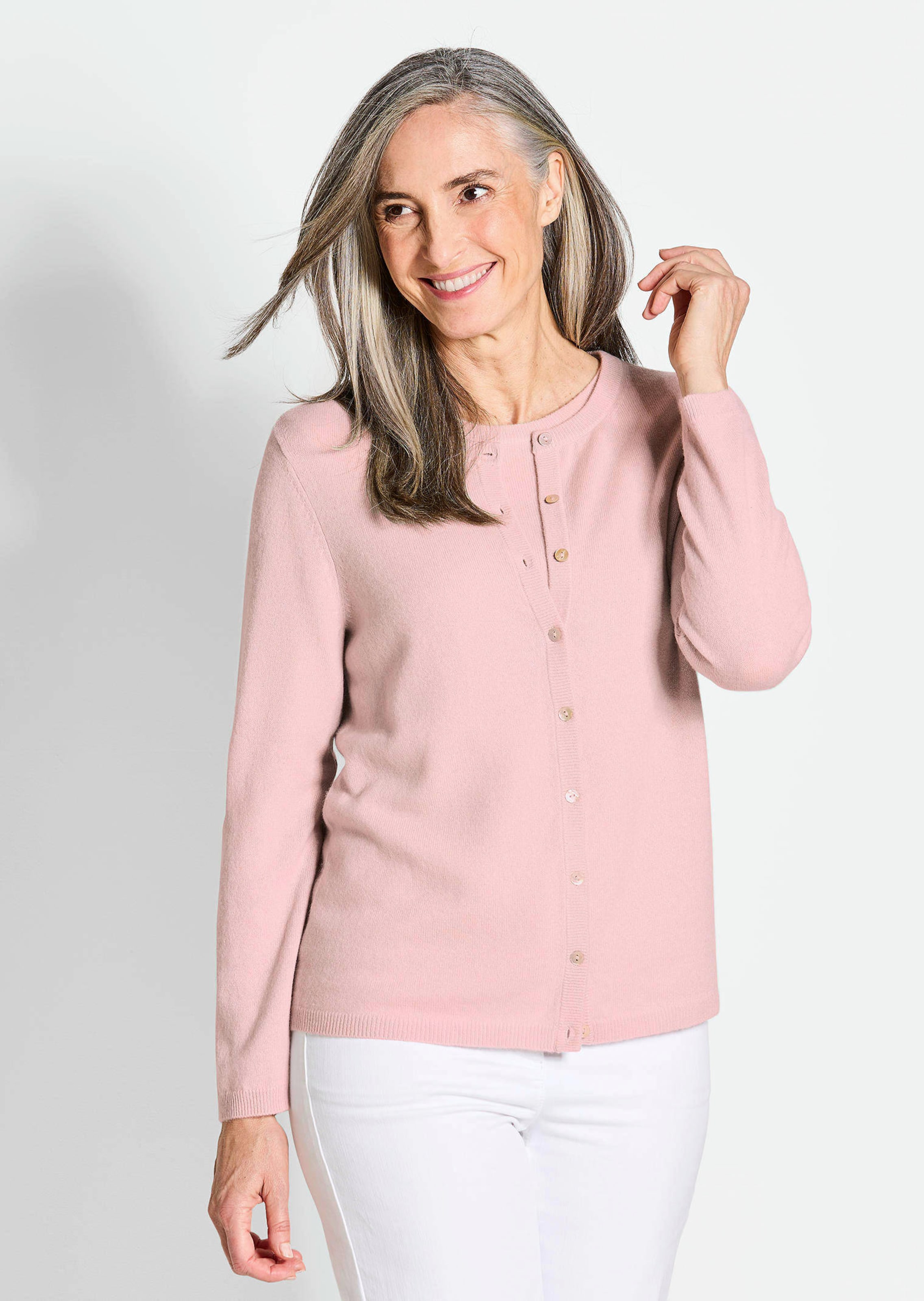 Tricot jasje van kasjmier met ronde hals
