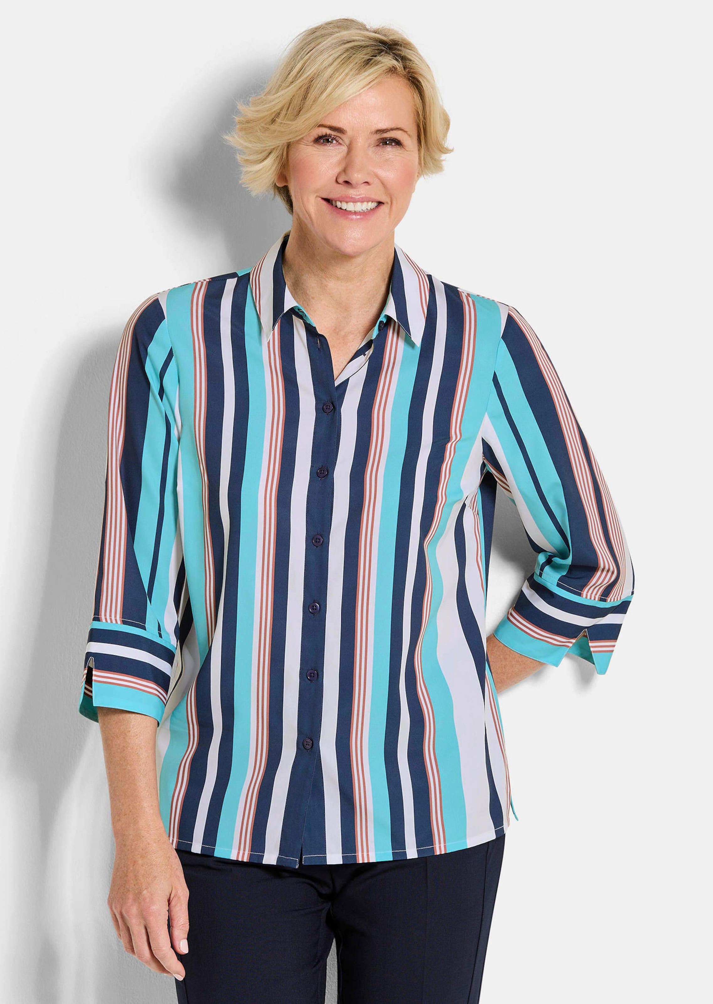 Onderhoudsarme overhemdblouse met strepen