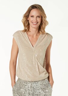 Elegantes Paillettenshirt in Wickeloptik thumbnail 1