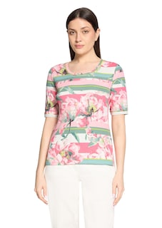 Rippenshirt mit Blüten und Streifen thumbnail 7