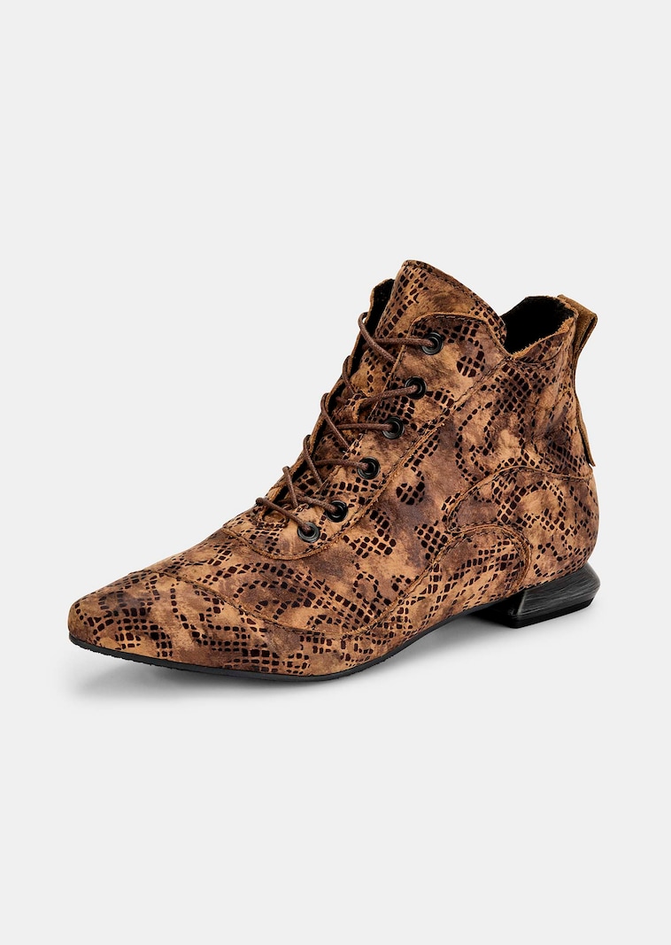 Stiefeletten aus Leder mit Reptilprägung