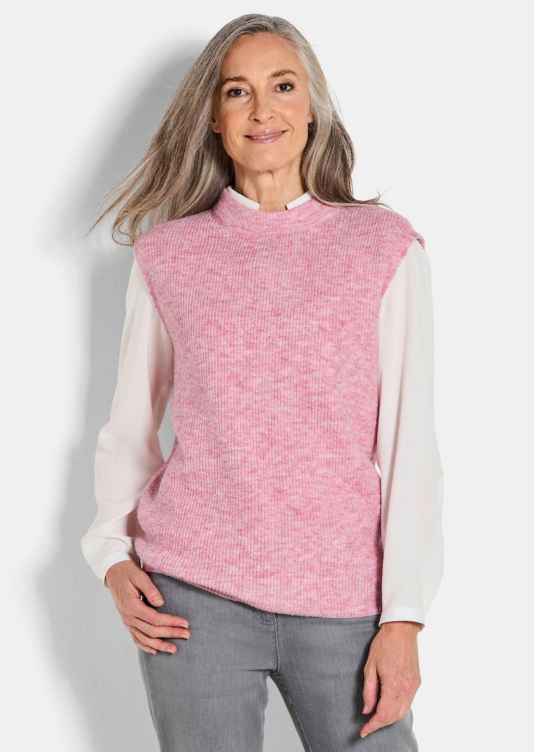 Ribpullover met opstaande kraag
