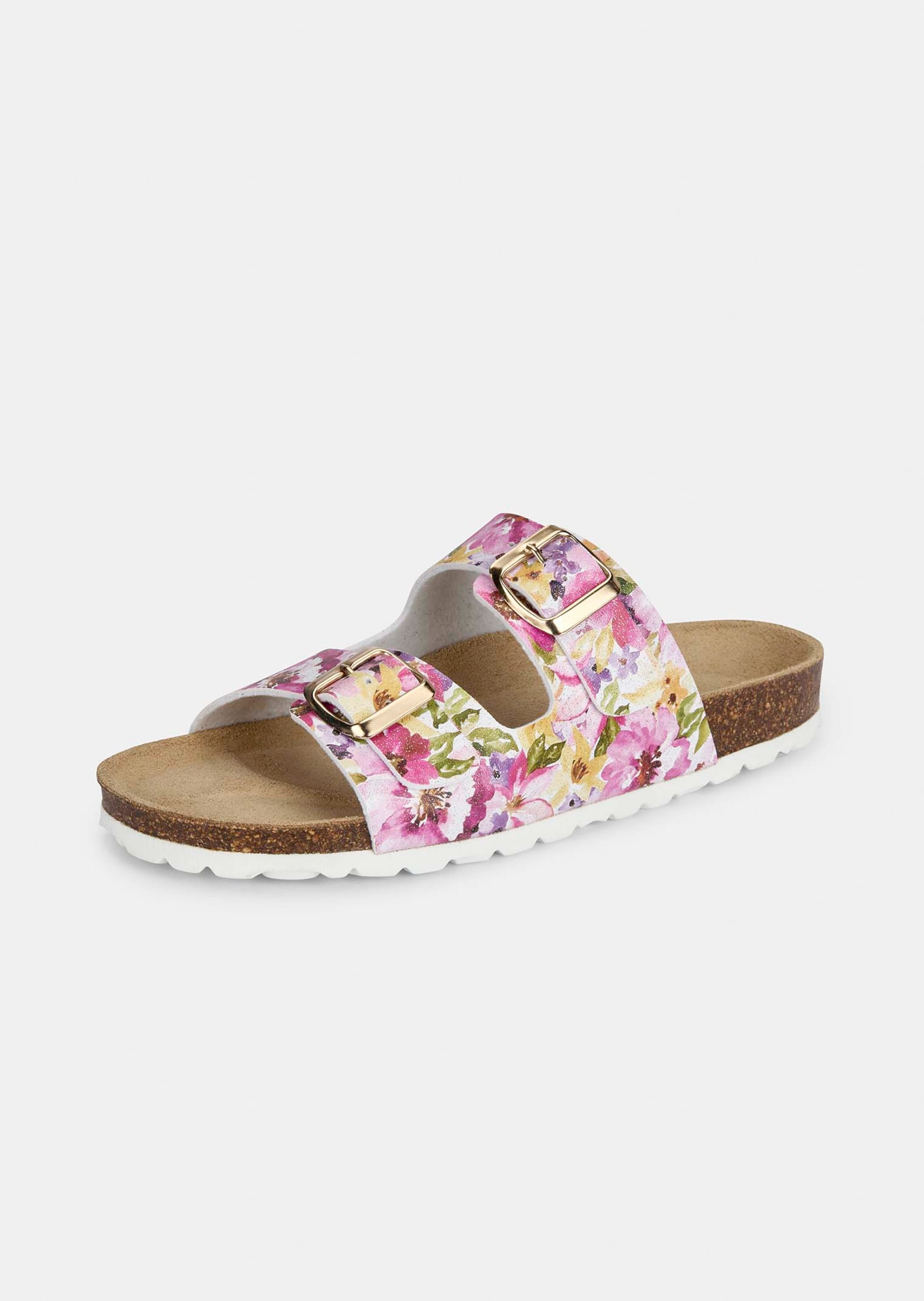 Mules florales à deux brides