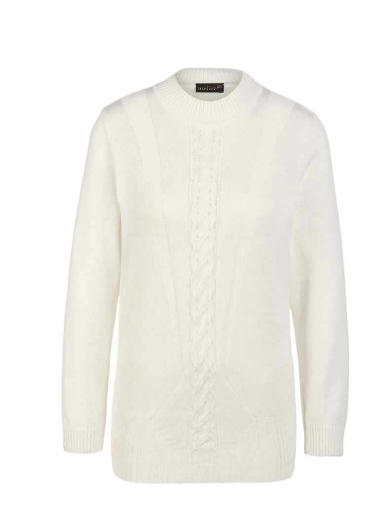 Pullover mit streckendem Zopfmuster