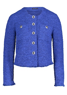 Bouclé-Jacke mit Glanzgarn und Fransensaum thumbnail 3