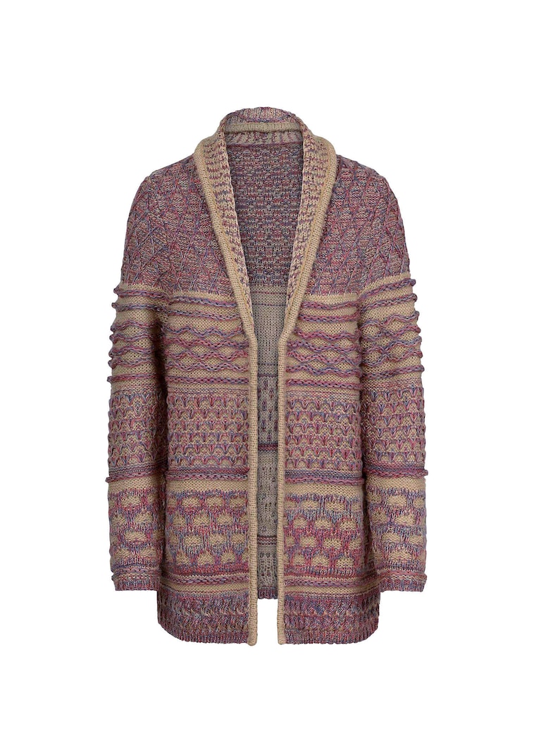 Cardigan avec col châle dans un mélange de motifs