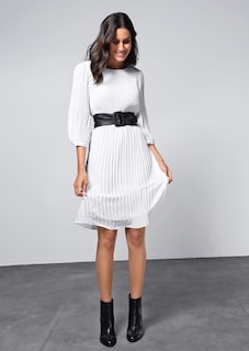 Schwungvolles Plissee-Kleid – unifarben oder bedruckt thumbnail 1