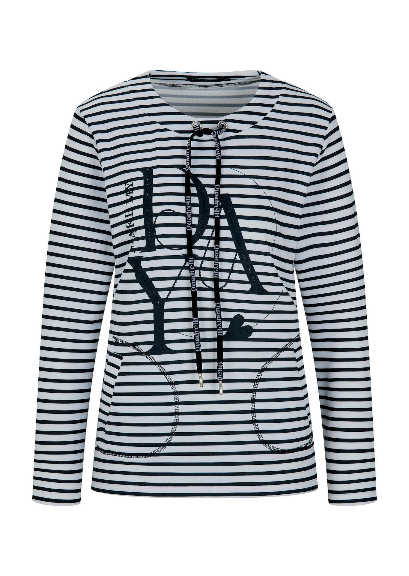 Sweatshirt mit Streifen und Glitzersteinen