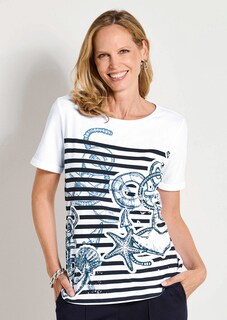 Maritimes Jersey-Shirt mit Glanzdetails thumbnail 7