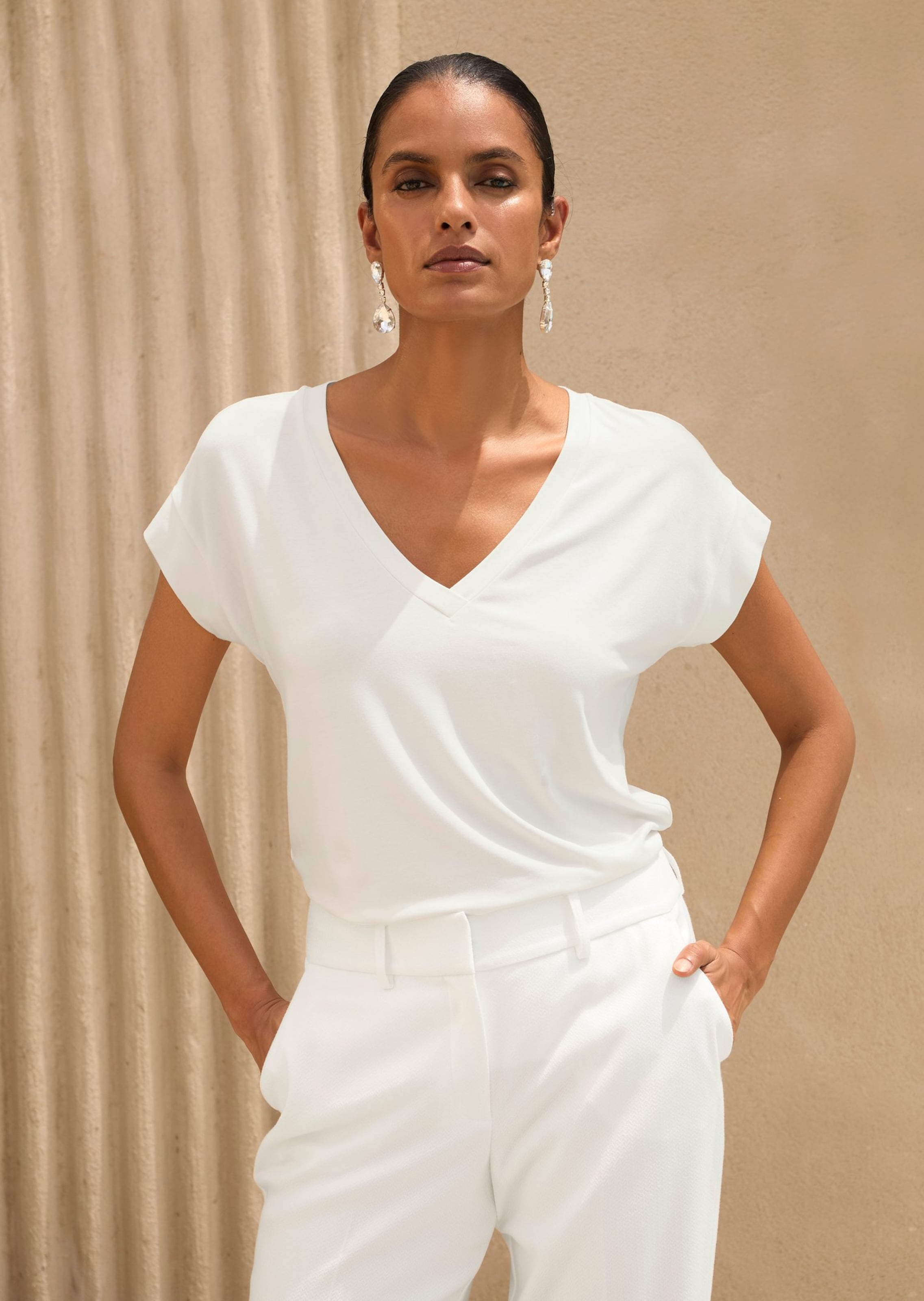 Casual shirt met V-hals