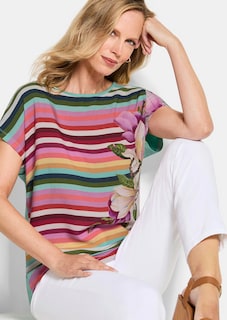 Blusenshirt mit Streifen und Blumen thumbnail 4